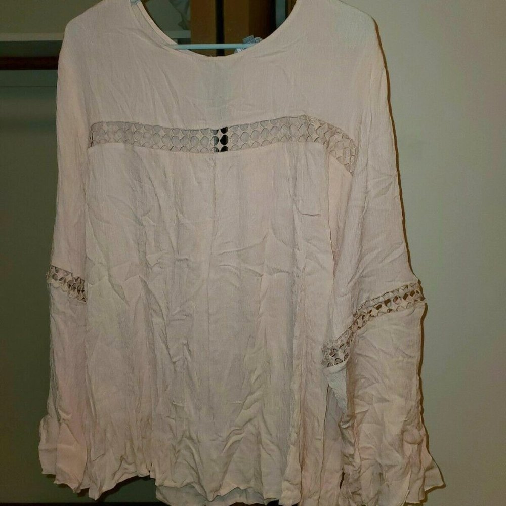 LOVESICK PLUS SIZE TOP 2 2X 18 20 PINK GYPSY BOHO SHIRT BLOUSE PINK TORRID WORK